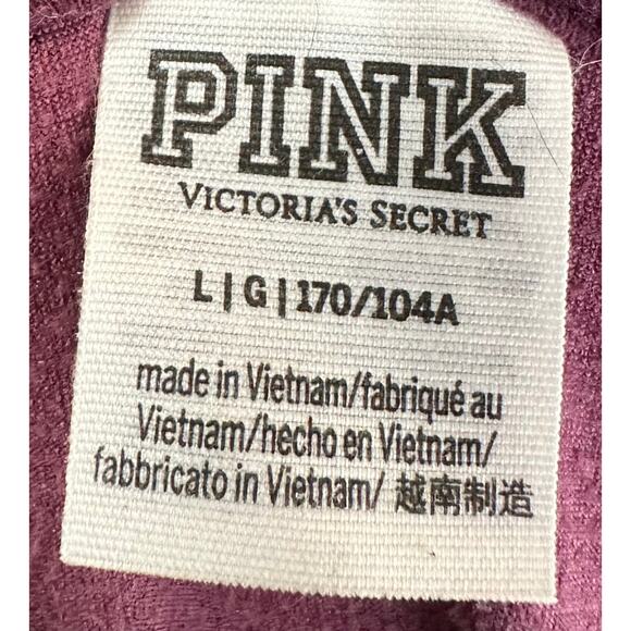 Victoria's Secret PINK Velour Perfect Full Zip Jacket Hoodie Plum Size L - Picture 11 of 12